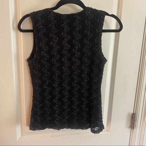 Vintage AB Studio 90s Vibes Wavy Embroidered Cross Front Tank Top Blouse - Picture 4 of 6